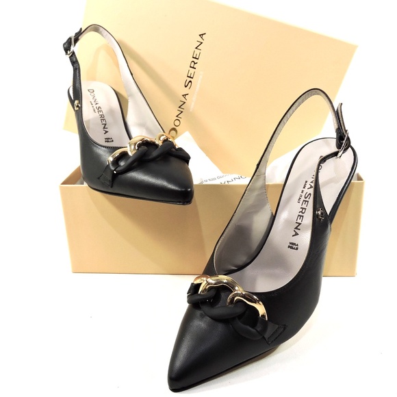 DONNA SERENA 🇮🇹 WOMEN'S BLACK SOFT LEATHER SUMMER SANDALS